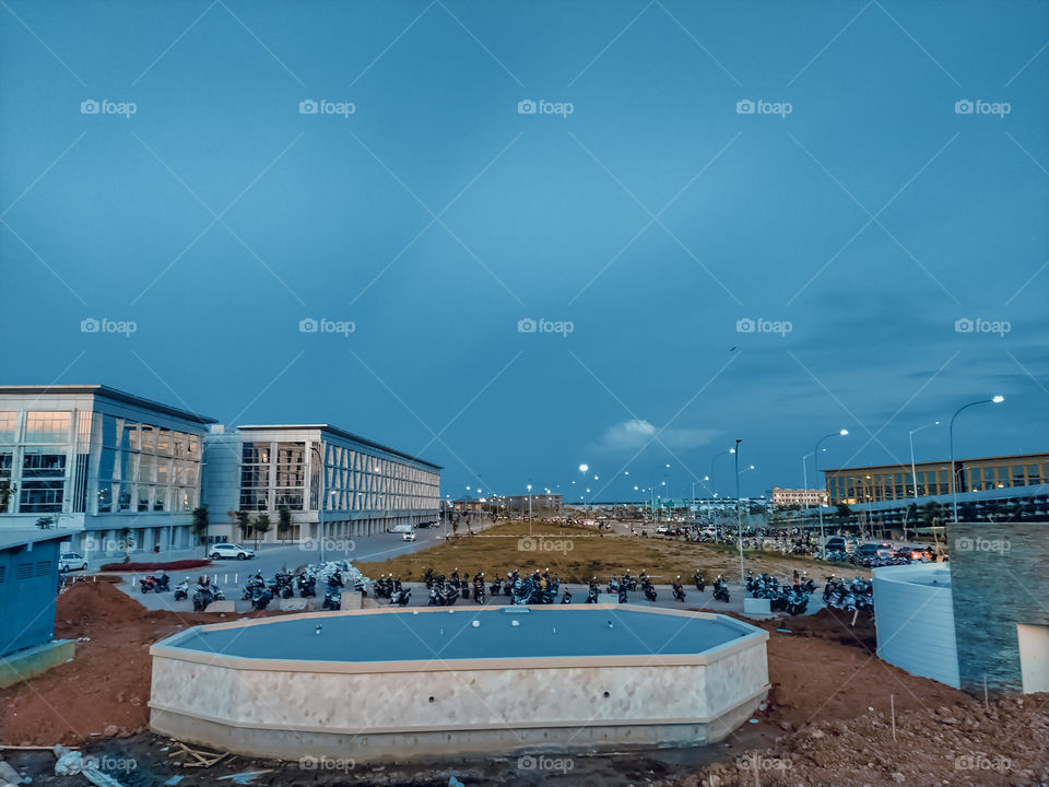 Parking Area at Pantai Indah Kapuk (PIK)on Sunday Evening, Jakarta, Indonesia
