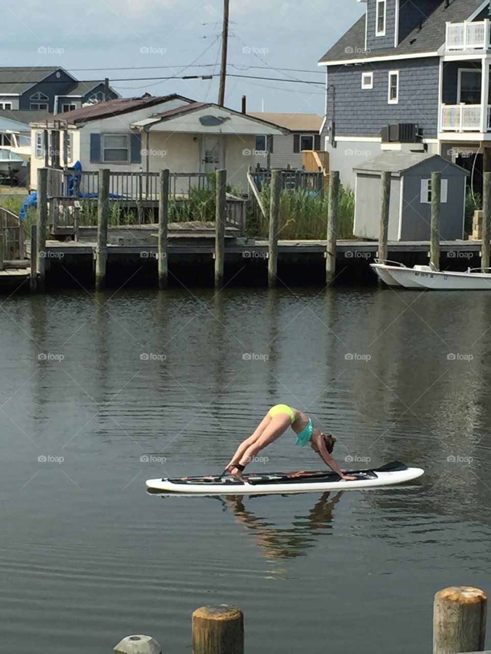 Paddle boarding on lagoon