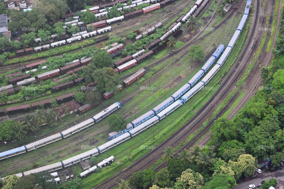 The view  of colombo port   from top of lotus tower sri Lanka