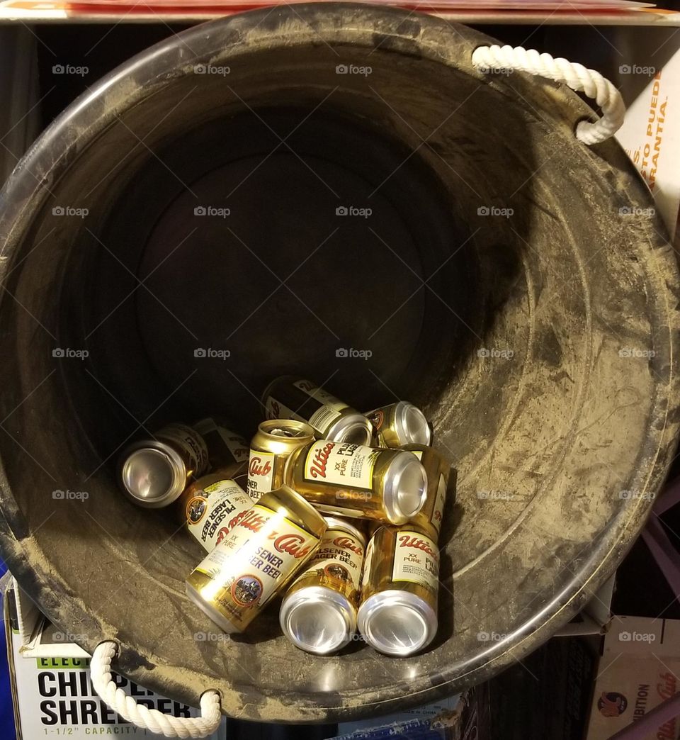 Beer Cans Waiting To Be Recycled