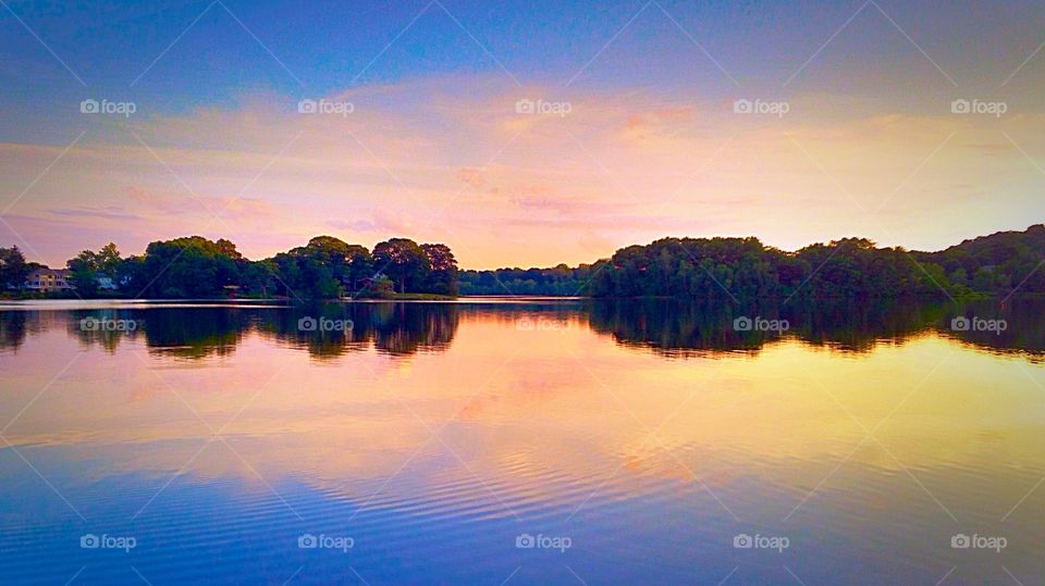 Scenic view of a lake during sunset