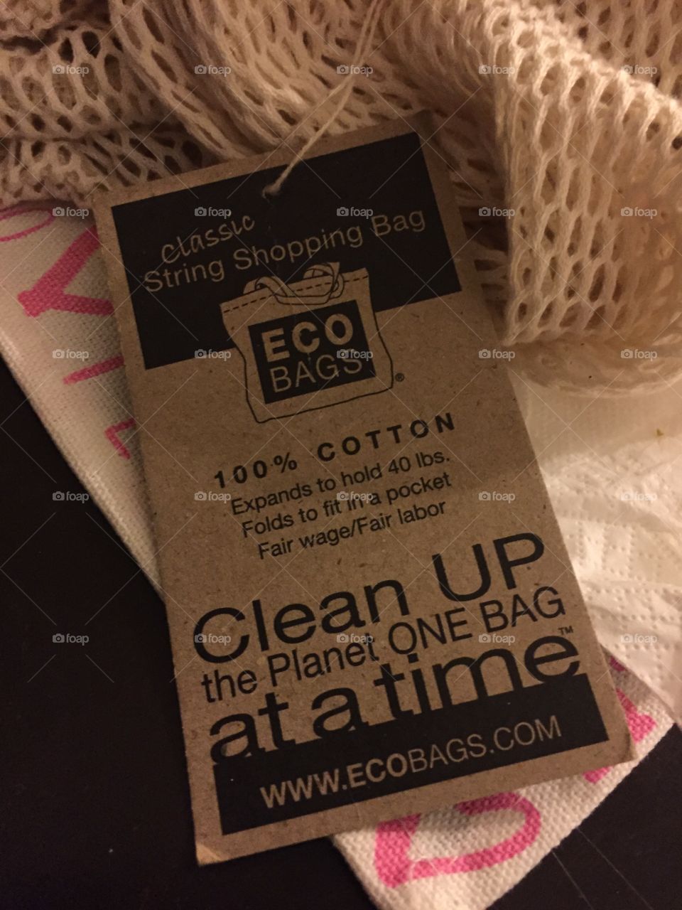 Eco bags for produce shopping reduce use of plastic one bag at a time. 100% cotton, fair trade. 
