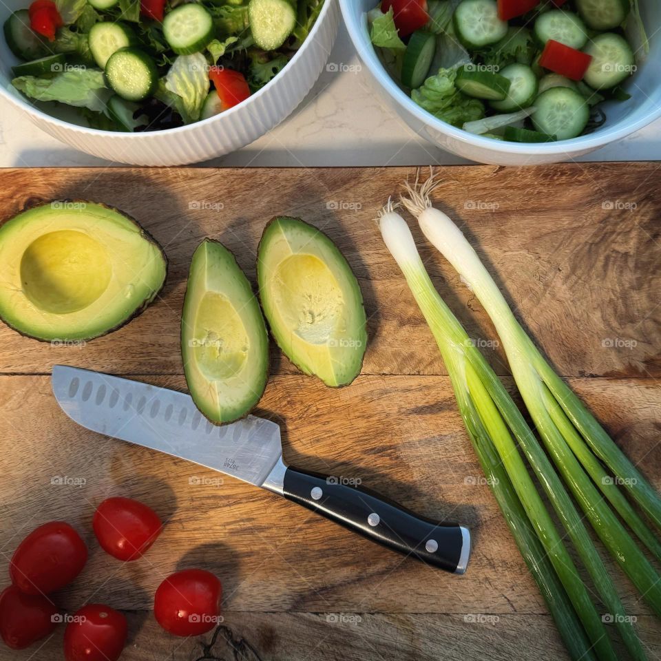 Preparing a salad