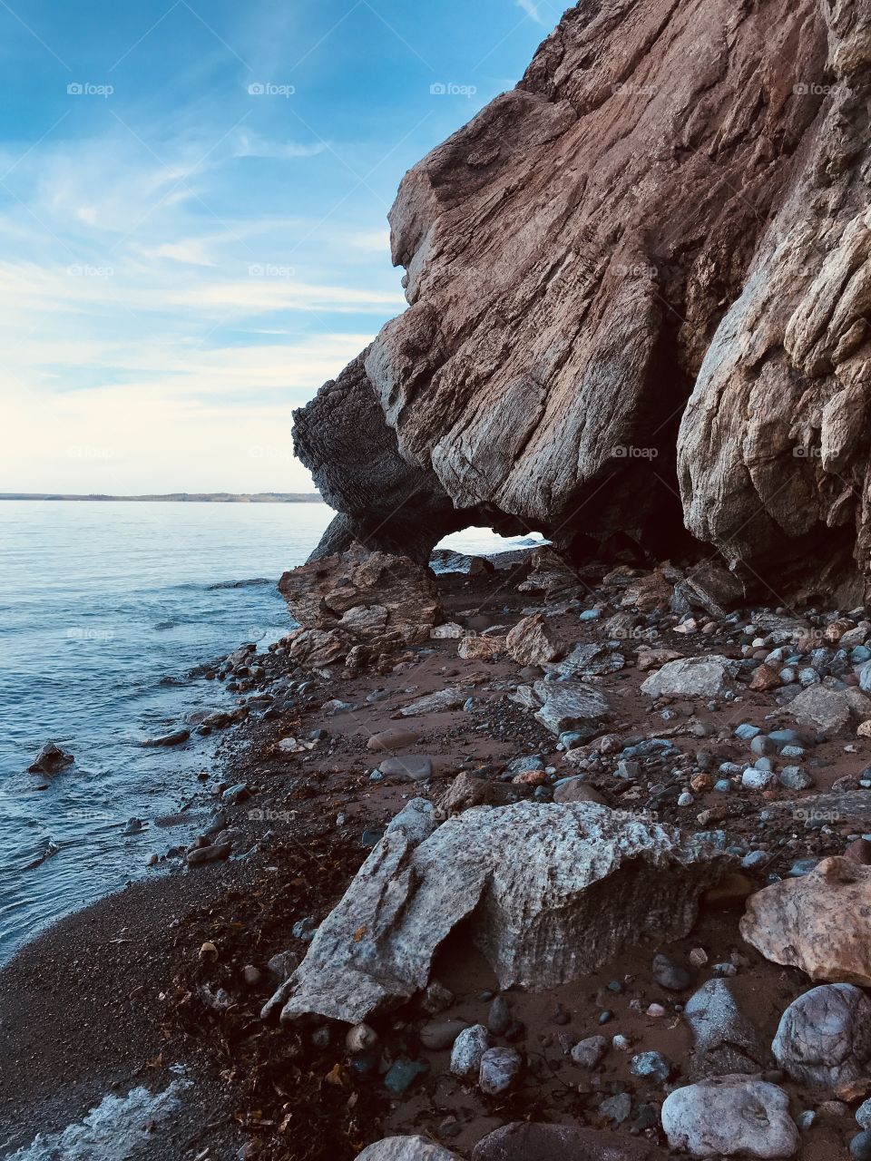 Rock landscape in Nova Scotia Canada. Beautiful scenery, where land meets ocean.