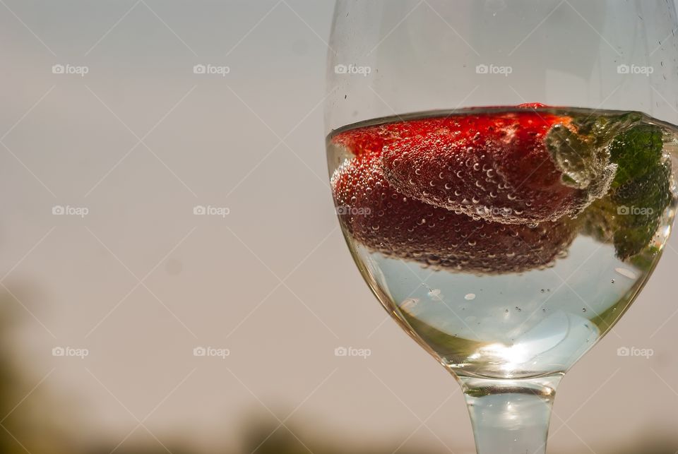 Strawberries in wineglass