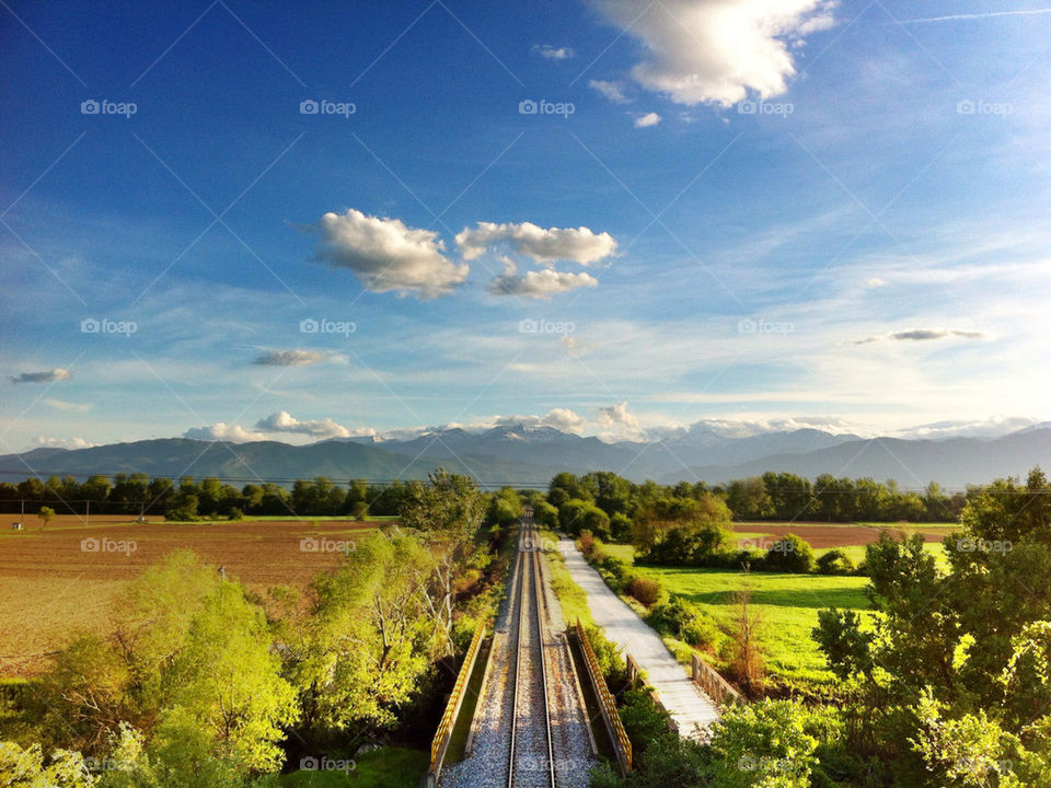 sky clouds trees train by flatwave