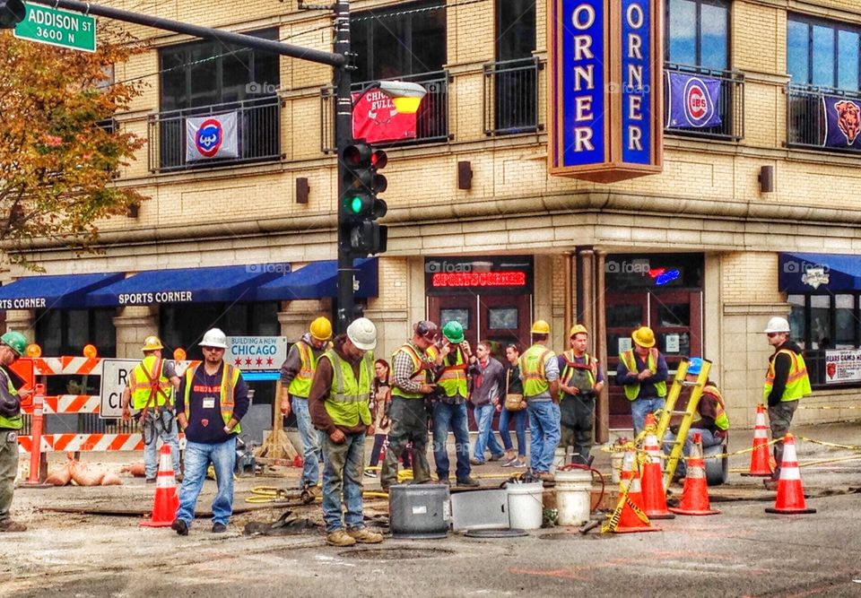 Construction workers. Wrigley Field