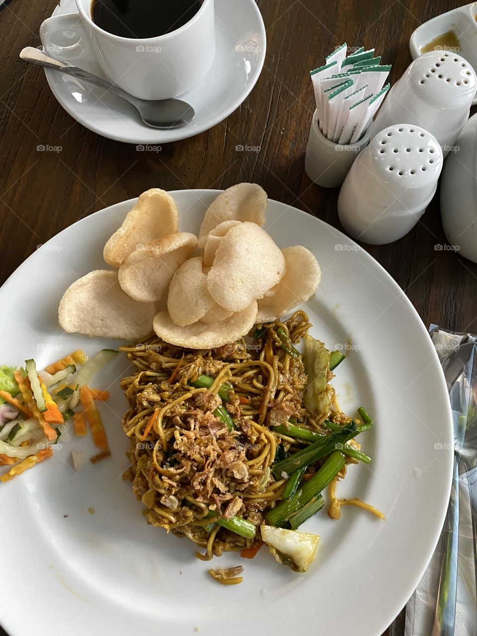 Fried noddles for lunch 