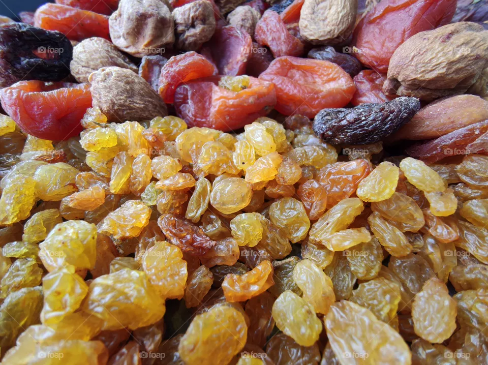Mix of dried fruits (prunes, raisins, apricots and cranberries)