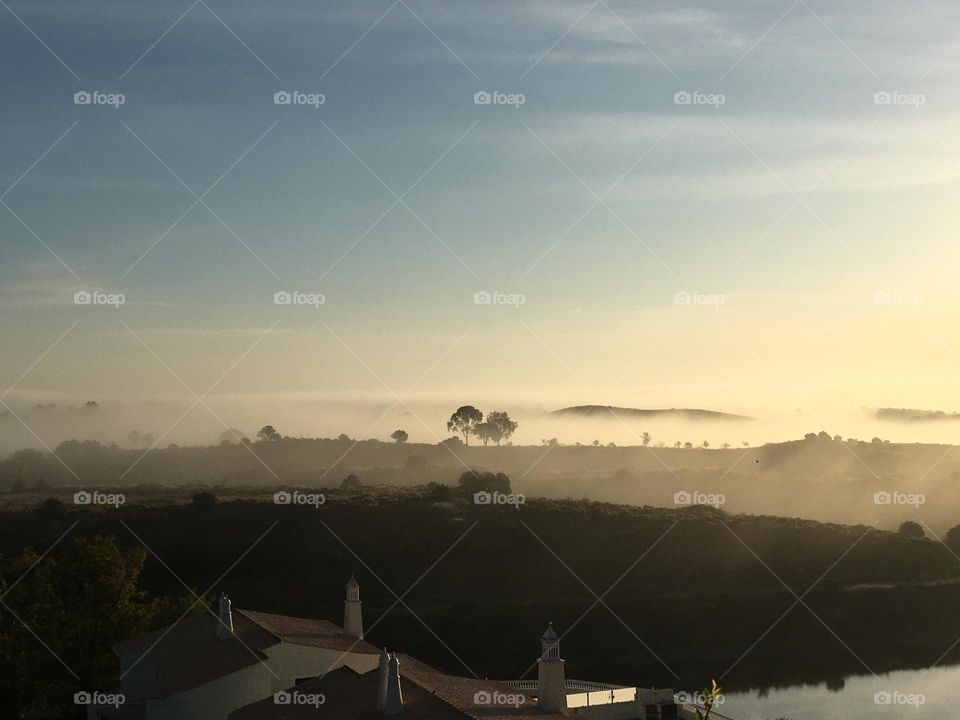 Morning mist near Guadiana river