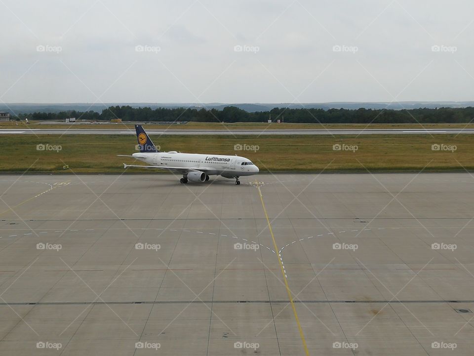 Lufthansa plane just arrived at Dresden Airport