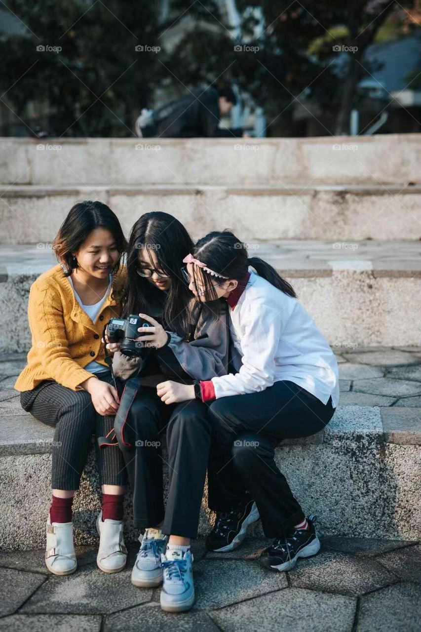 Female friendships, happy and enjoy take photos together