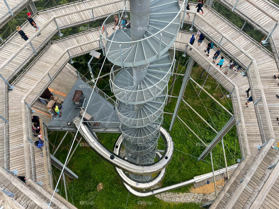 Stairs at treetop walkway in Lipno, Czech Republic.