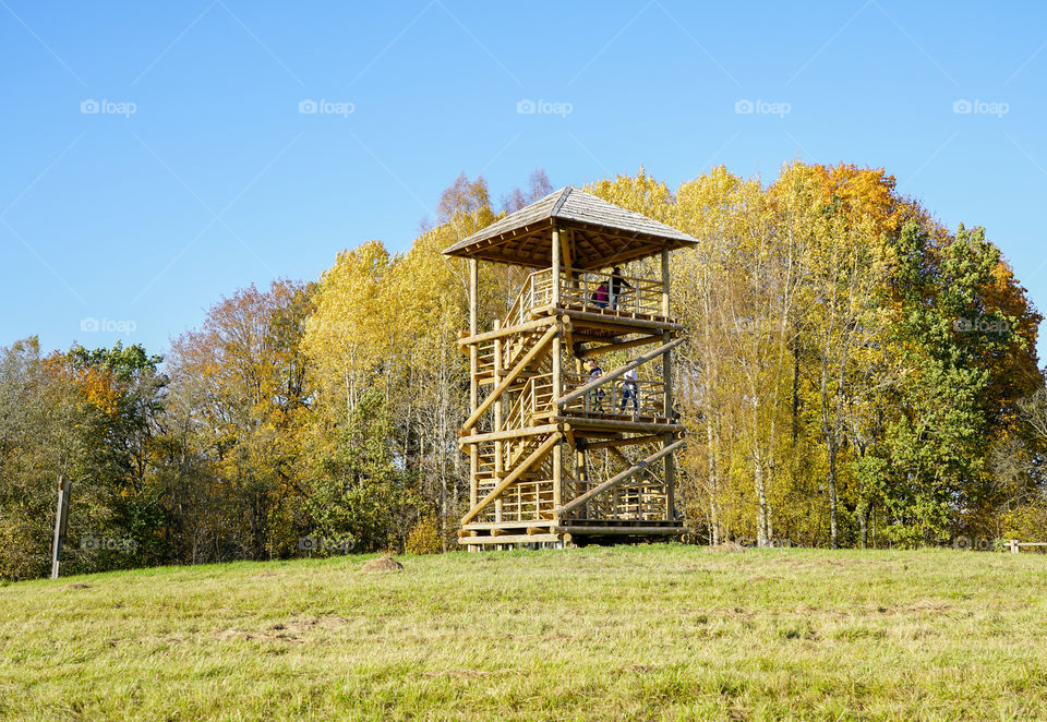 bird observation tower in Embute nature park, Latvia