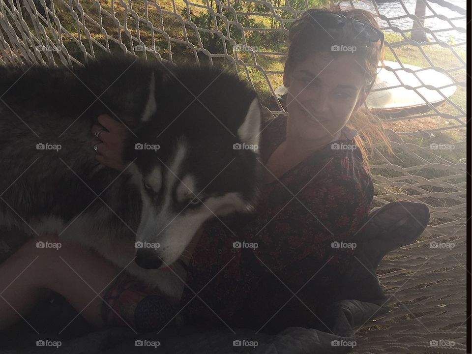 Hanging in a hammock