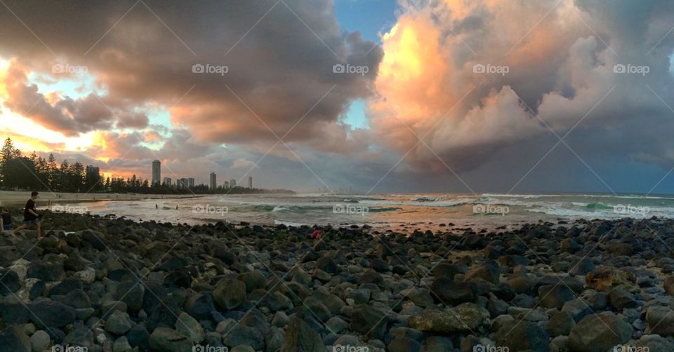 Sunset at Burleigh Heads, Queensland. 