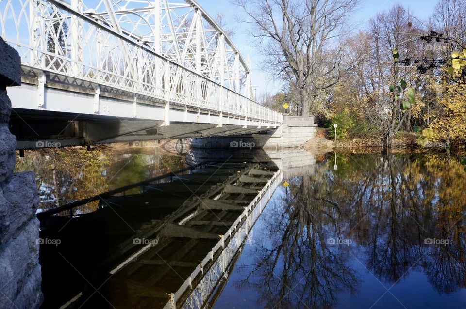 A Fall reflection of the Union Street bridge.