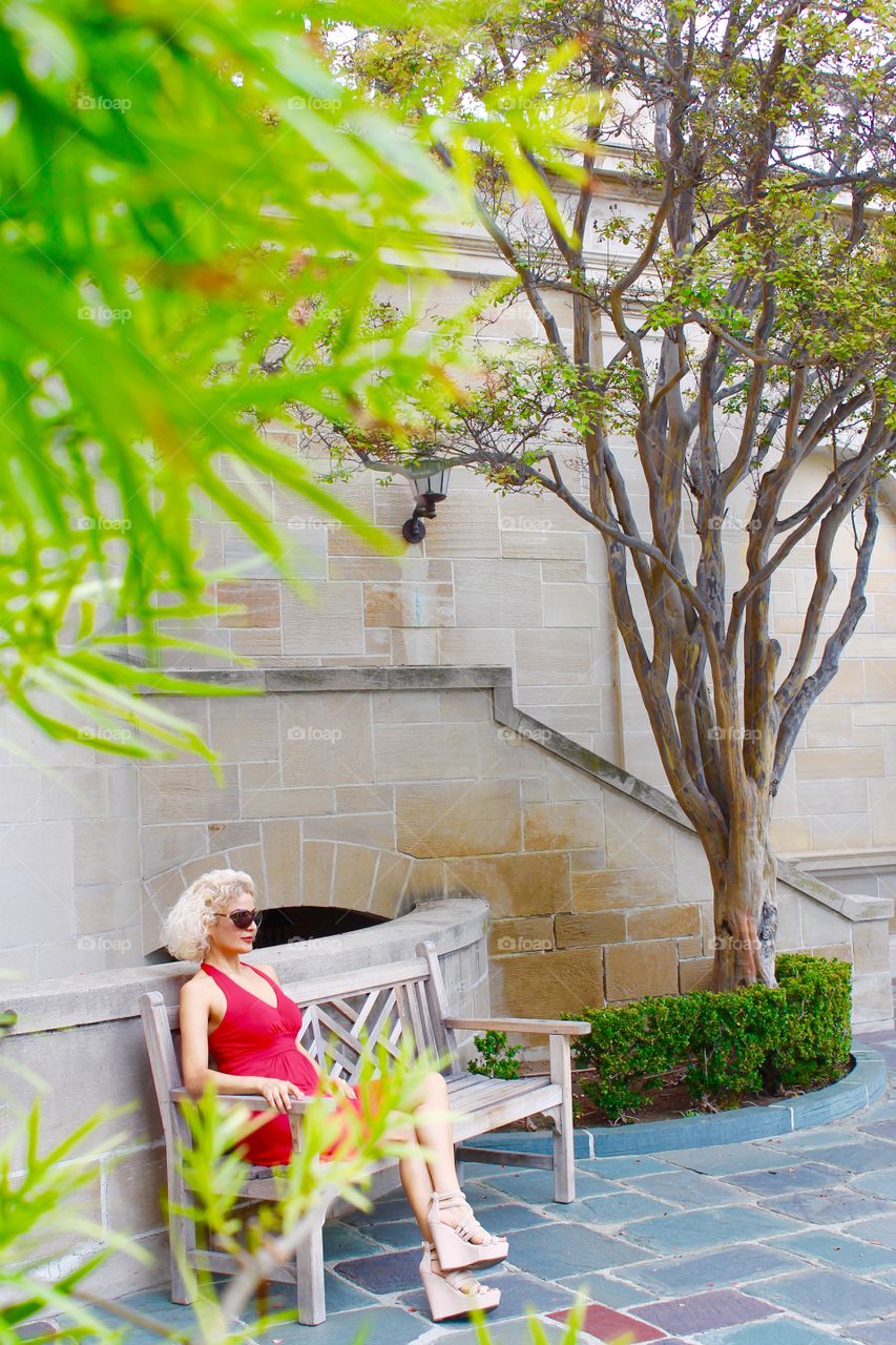 Woman sitting on bench