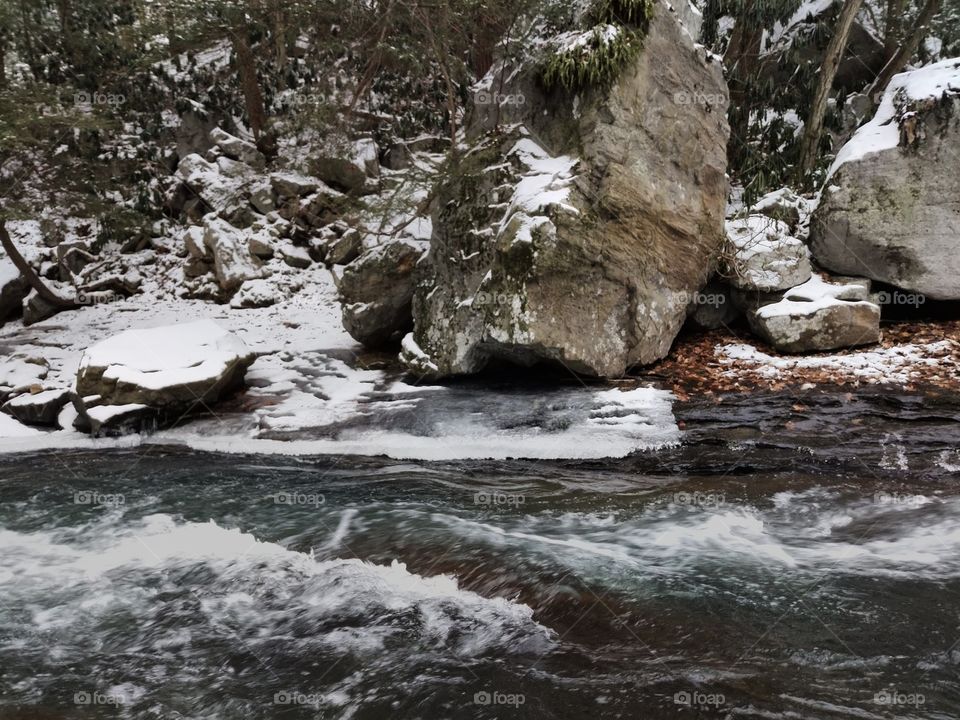 Natural Water Slides Ohiopyle PA winter time