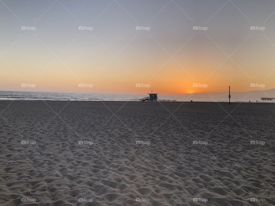 Santa Monica beach sunset 