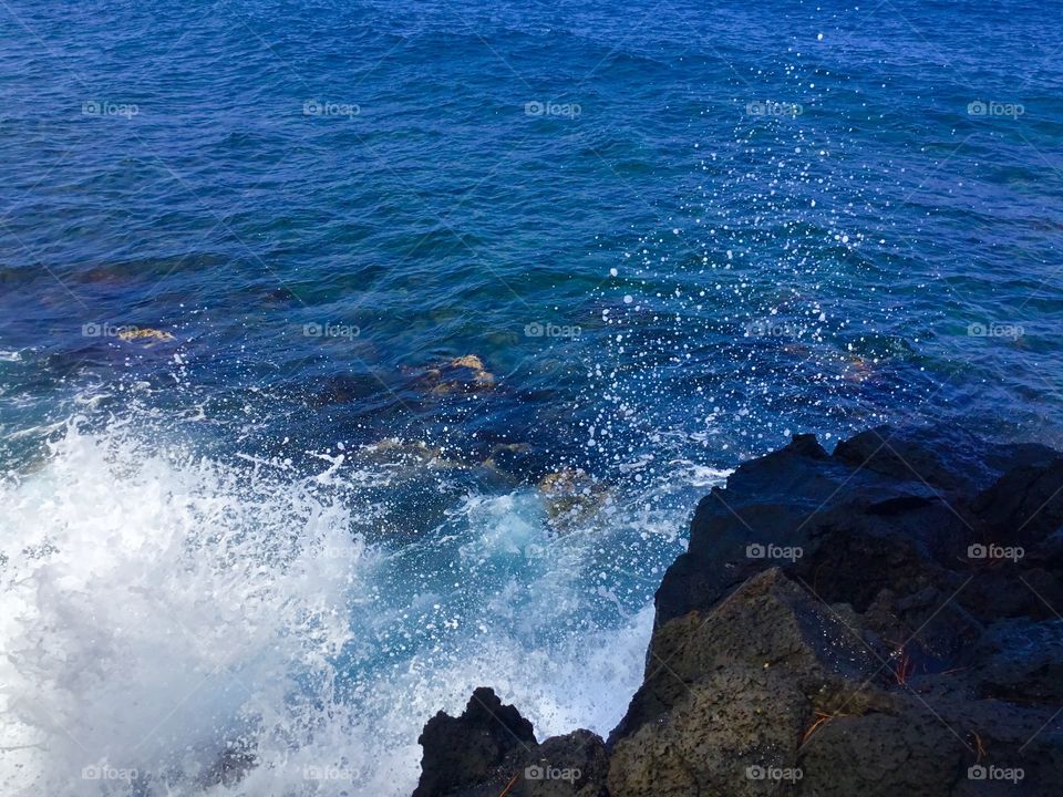 Sea spray on the sea cliffs