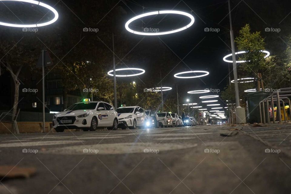 Cars#taxi#night#lights#way