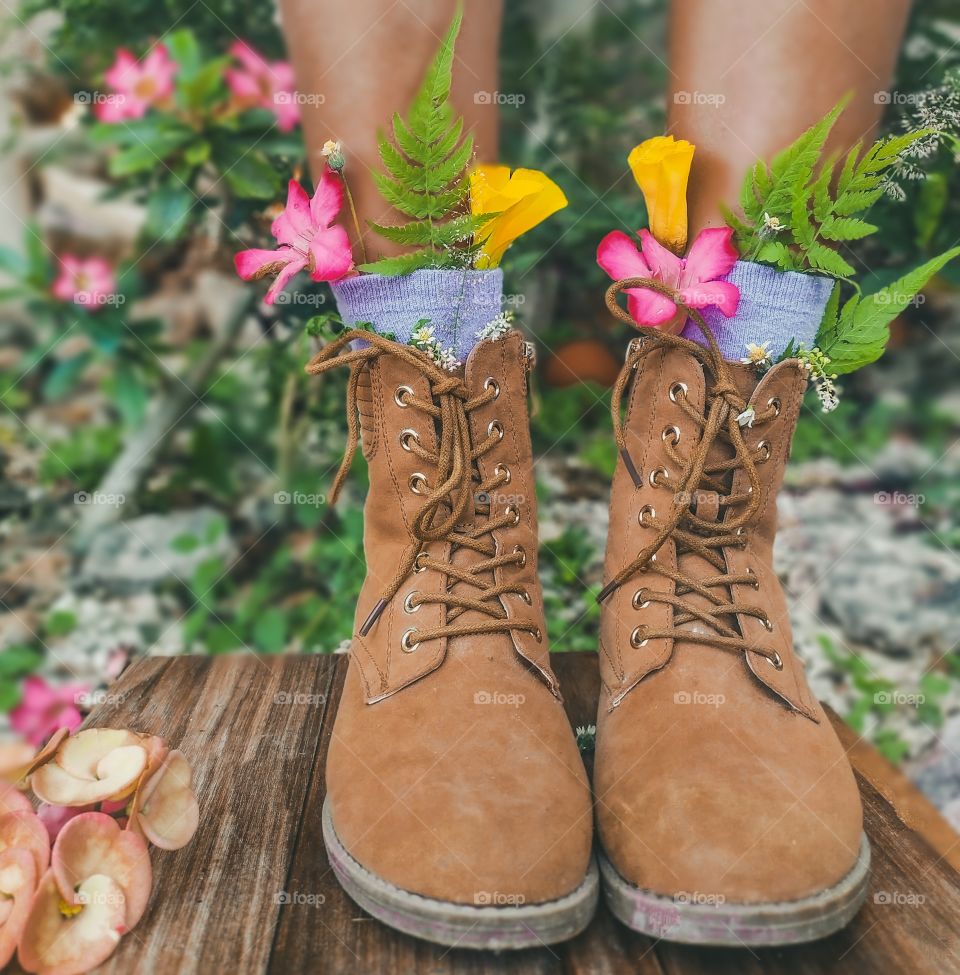 favorite boots and nature around