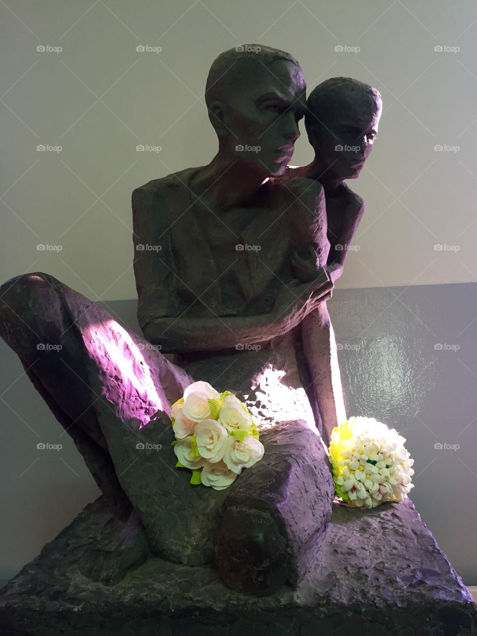 A sculpture in Oswiecim concentration camp of mother and child