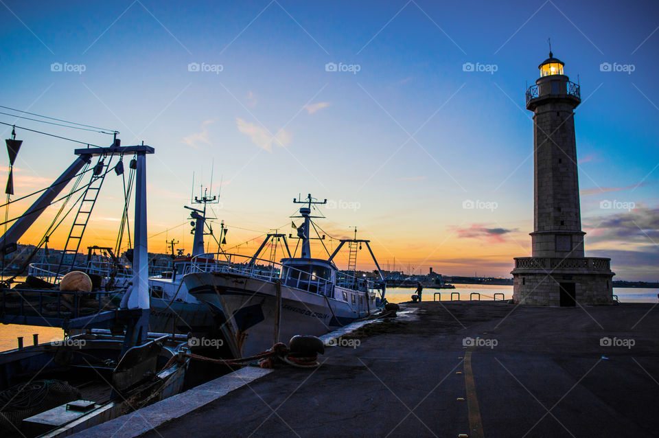 Sunset, Water, Sea, Harbor, Pier