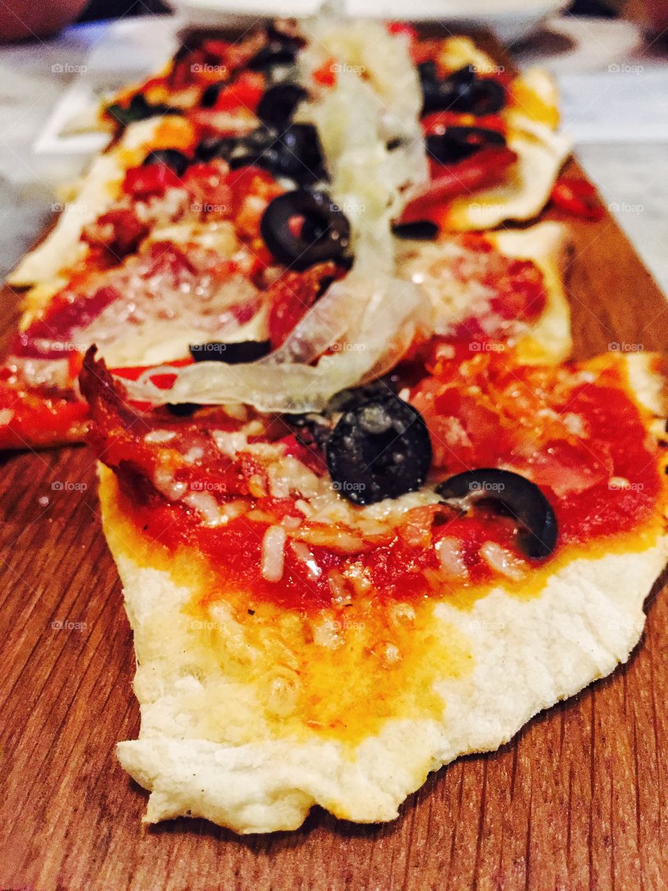 Flatbread on wooden table