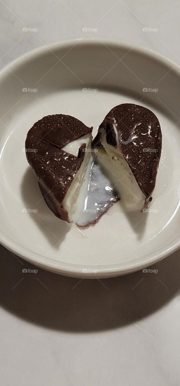 broken heart shaped ice cream bar