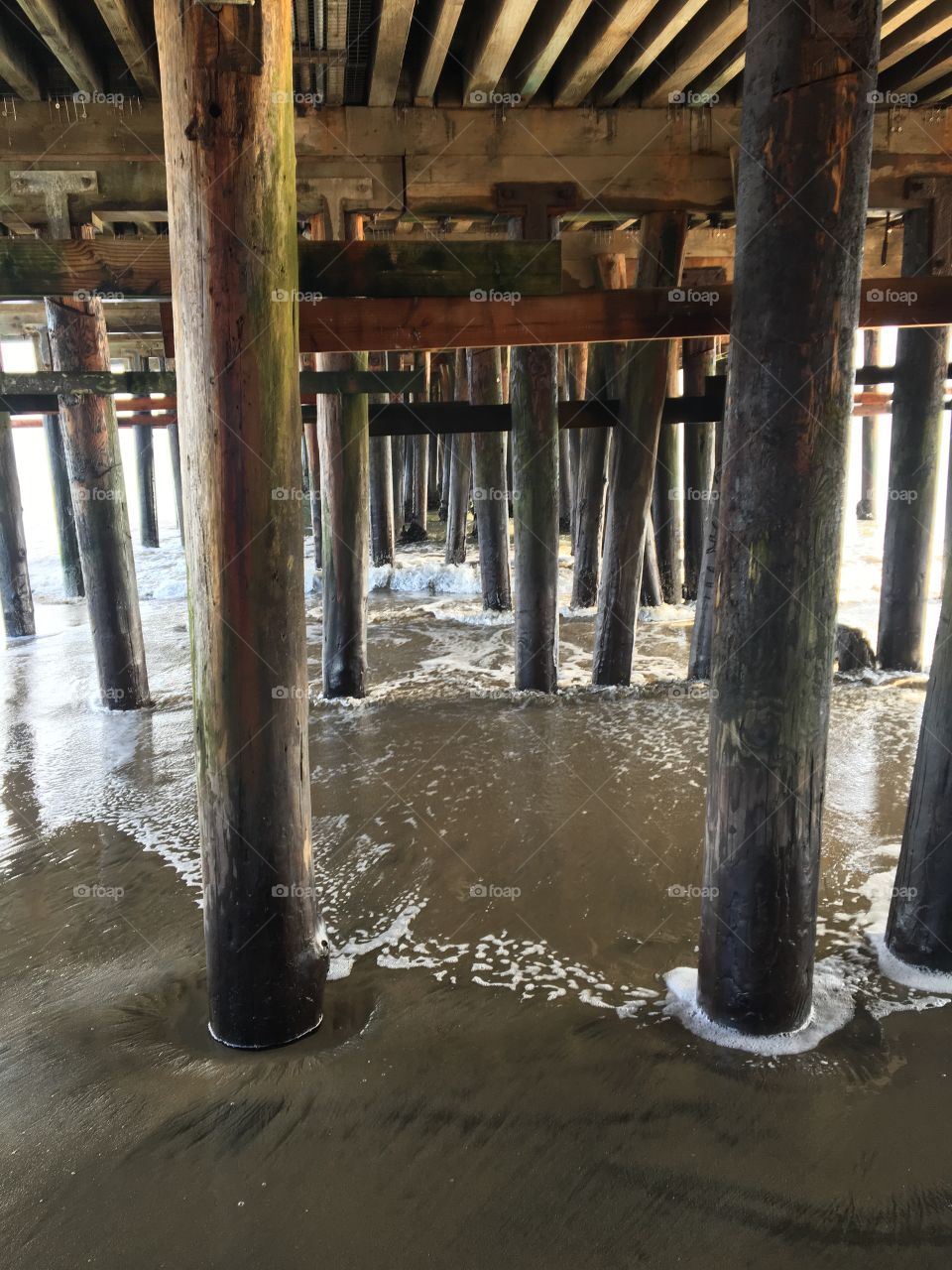 The tide comes in under the Santa Cruz Boardwalk 