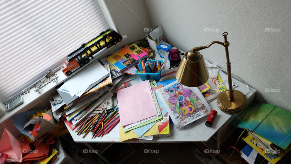Disorganized study desk