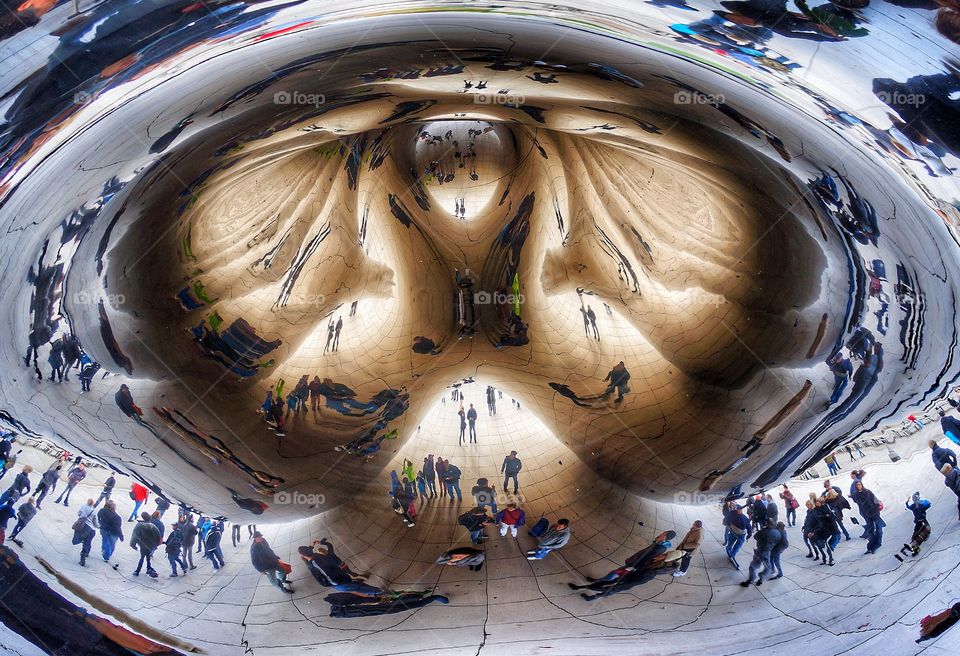 Inside Cloud Gate scuplture Chicago