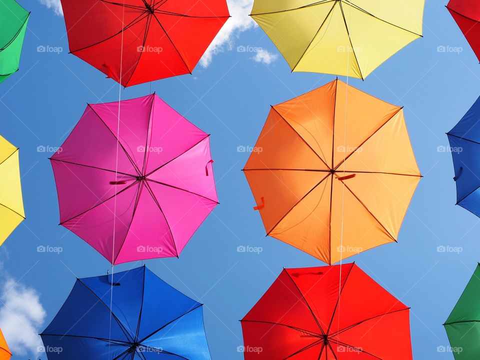 Multicolor umbrellas
