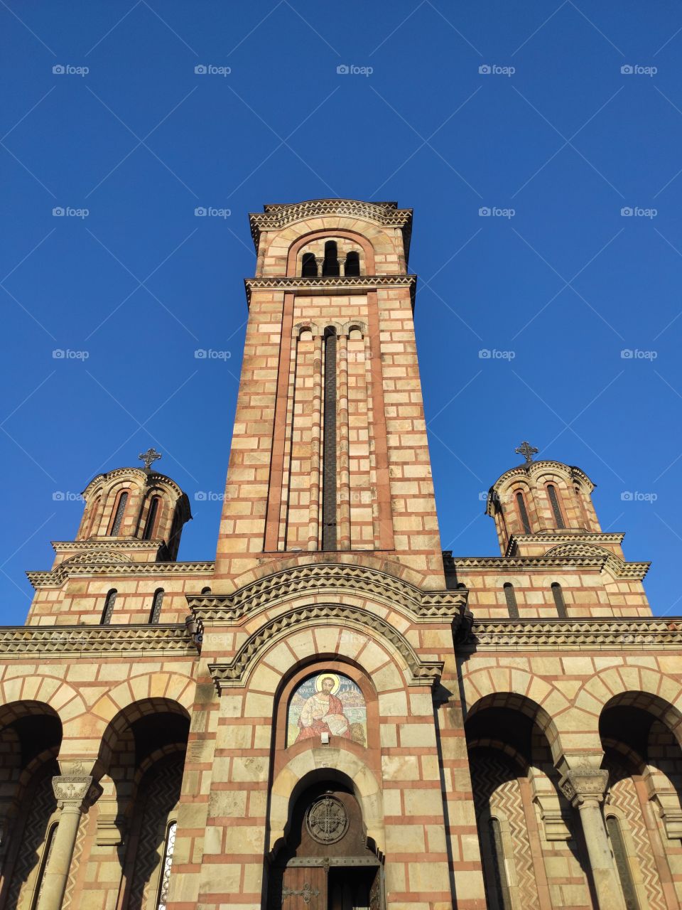 Belgrade Serbia Orthodox church dedicated to Saint Marco entrance