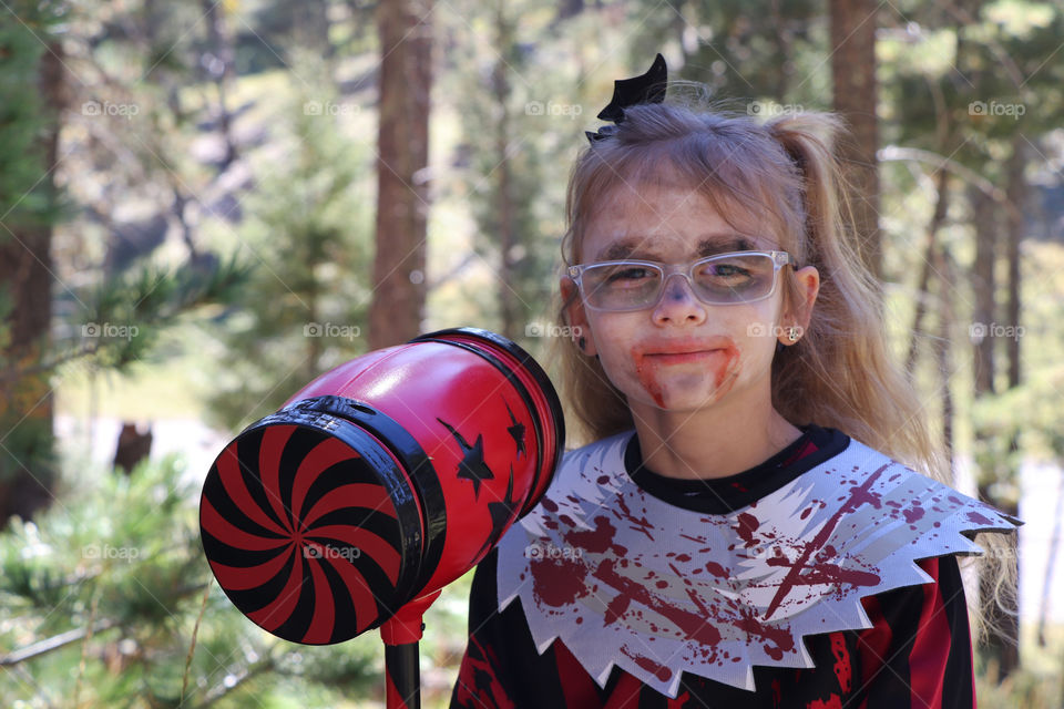 Child wearing Halloween costume