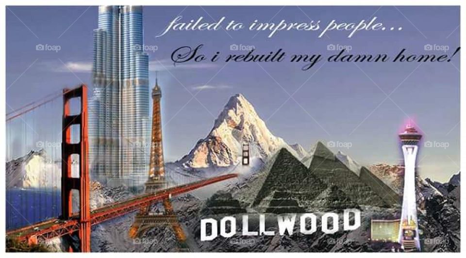 Fake Postcard of the World i "built" with a motto