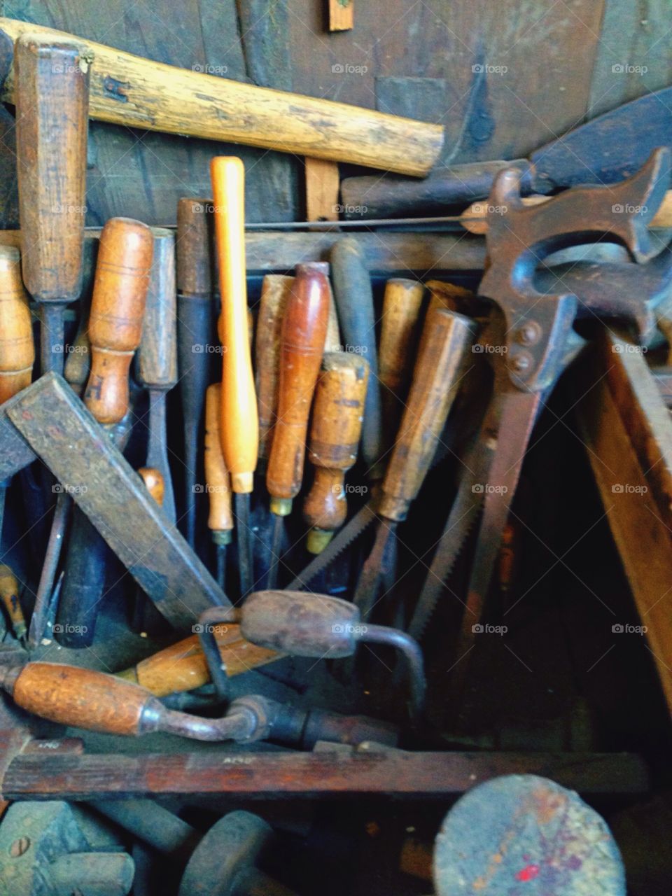 A selection of vintage tools 