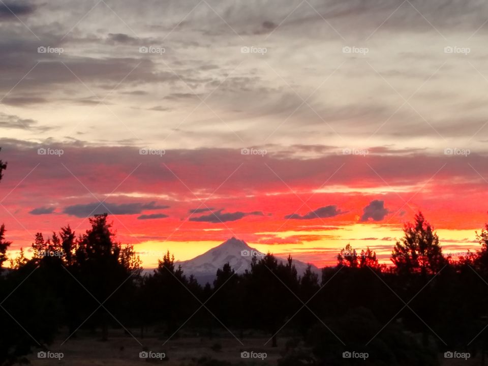Glorious Sunset Over Mt. Jefferson Oregon