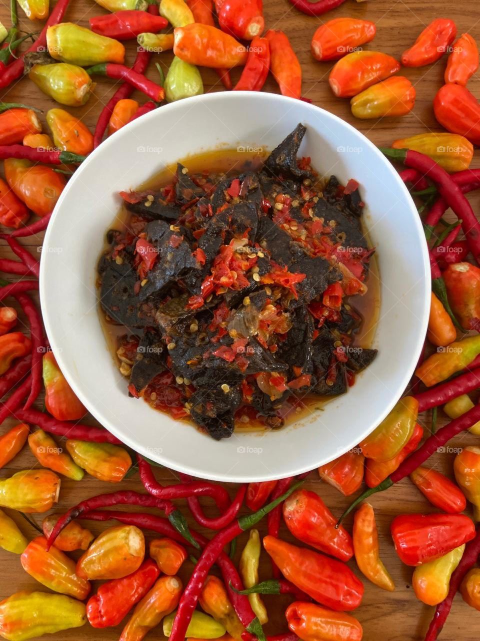 Sambal Paru; Thinly sliced and fried Cow lungs with sambal
