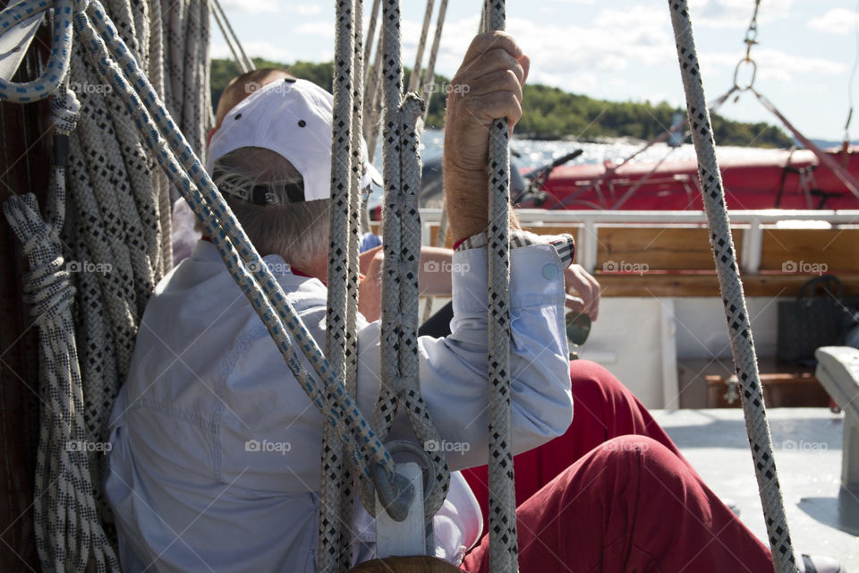 A old man at the boat