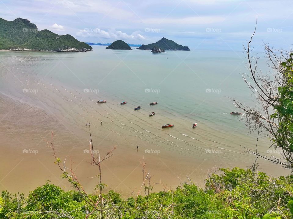 Beautiful beach and mountain in Thailand. Travel destinations in Thailand.