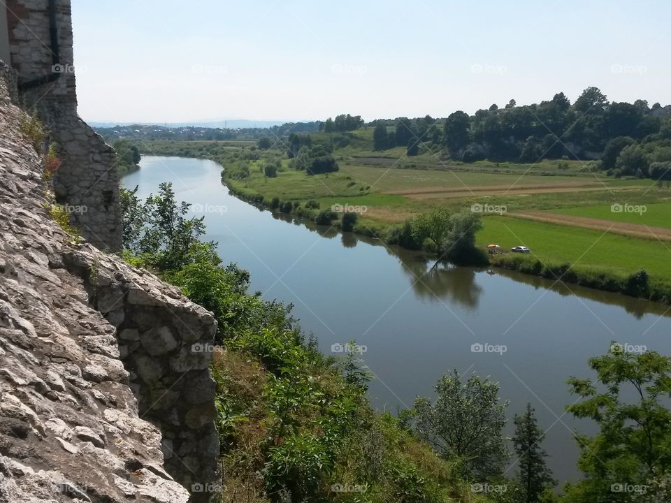 Vistula river in countryside. Tyniec. Poland. Cracow