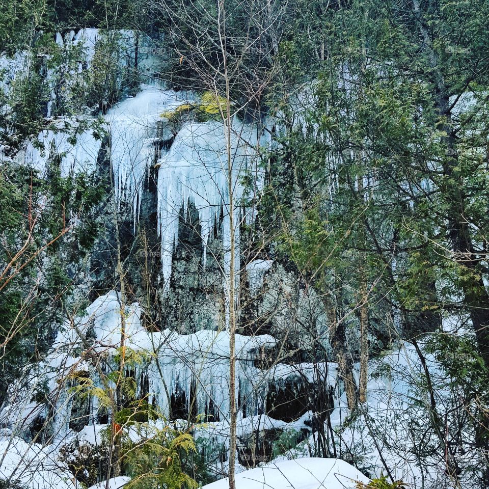 icicles on a cliff