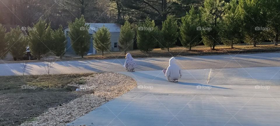 Two kids skateboarding