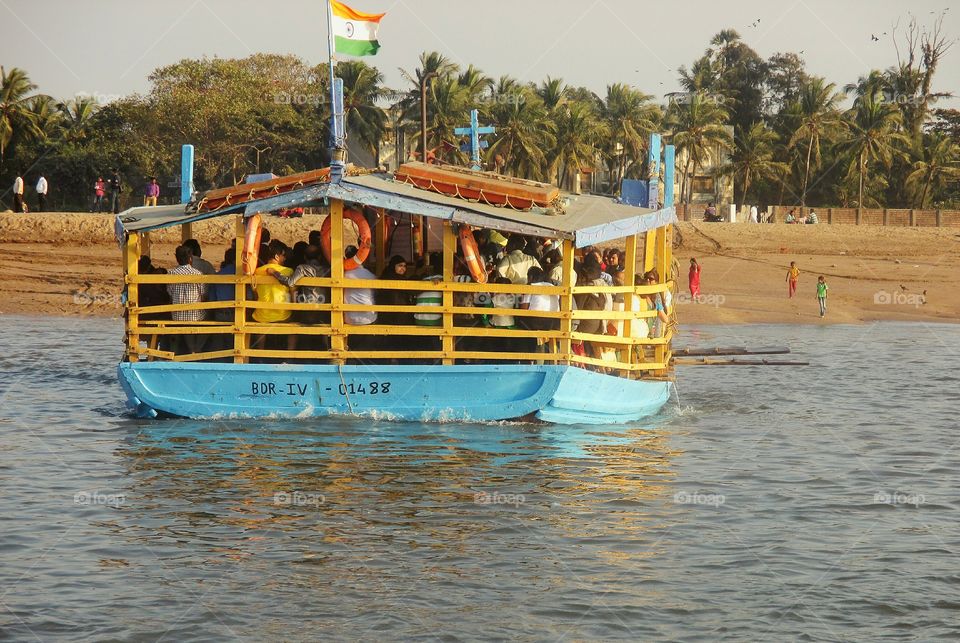 beautiful boat with Indian flag