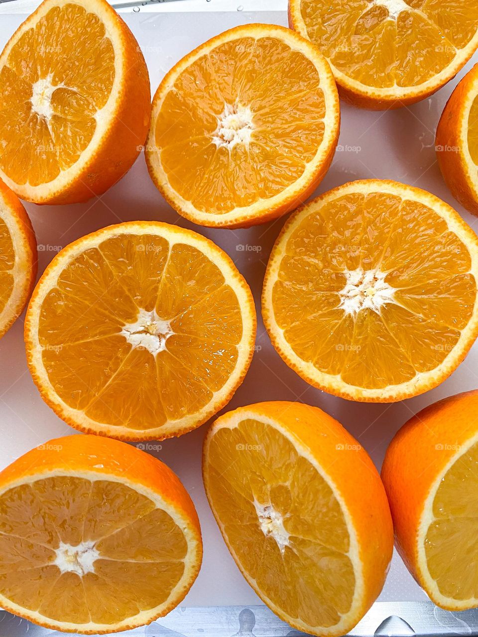 Juicy sliced oranges 