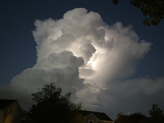 Heat lightning on a warm summer night 