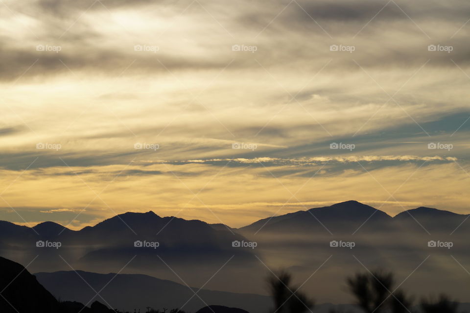 Landscape of mountains and dramatic sky